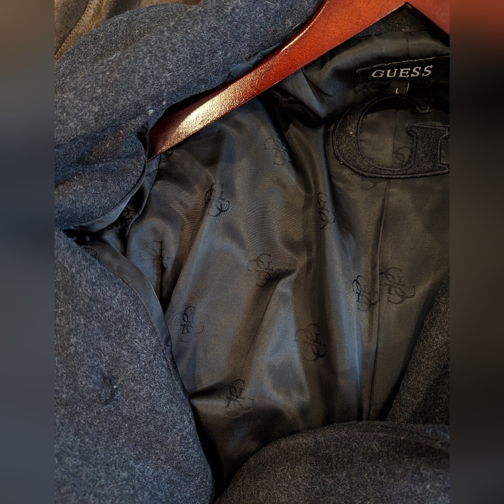 Guess Charcoal Gray Peacoat L - Picture 8 of 12